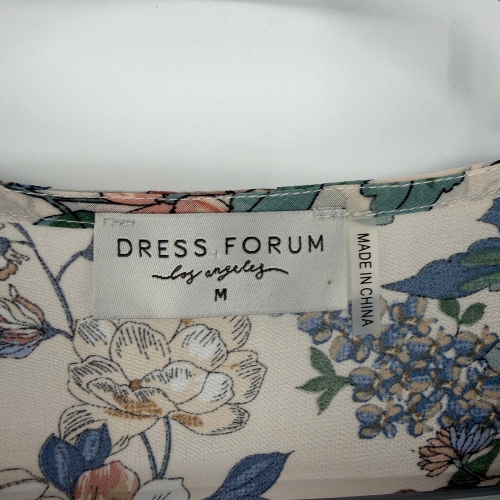 Dress Forum Floral Wrap Maxi Dress Flutter Sleeve Tan Blue Size M Flowy Romantic - Picture 5 of 7